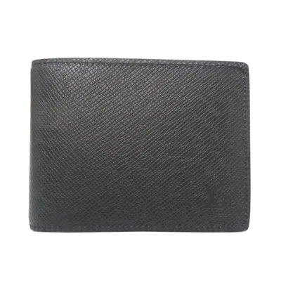 Pre-owned Louis Vuitton Black Taiga Leather Wallet (bi-fold) ()
