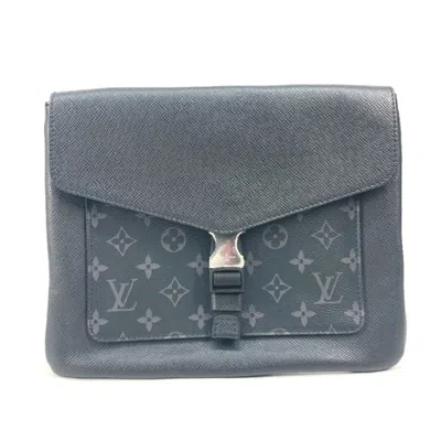 Pre-owned Louis Vuitton Black Taigarama Canvas Clutch Bag Pouch ()