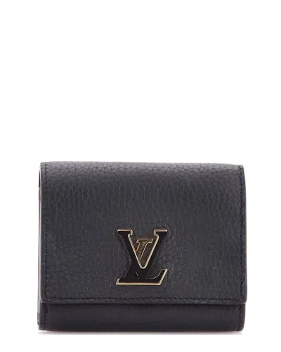 Pre-owned Louis Vuitton Black Taurillon Leather Capucines Wallet Tiny (authentic Pre-  Loved)