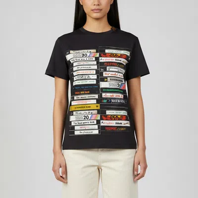 Pre-owned Louis Vuitton Black Vhs Print Cotton Crew Neck T-shirt S