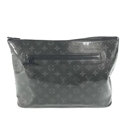 Pre-owned Louis Vuitton Black Vinyl Leather Clutch Bag Pochette Pouch ()