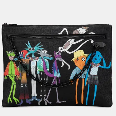 Pre-owned Louis Vuitton Black Virgil Abloh Monogram Taurillon Zoom With Friends A4 Pouch