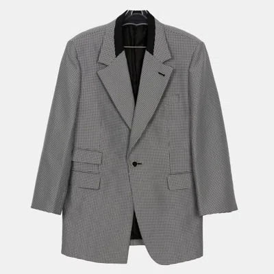 Pre-owned Louis Vuitton Black White Checkered Oversized Blazer Size 34 In Grey