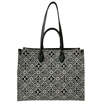 Pre-owned Louis Vuitton Black White Jacquard Leather Tote Bag () In Multi