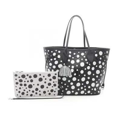 Pre-owned Louis Vuitton Black White Leather Tote Bag () In Multi