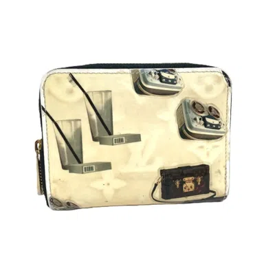 Pre-owned Louis Vuitton Black White Patent Leather Coin Purse/coin Case () In Multi