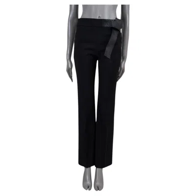 Pre-owned Louis Vuitton Black Wool 2018 Leather Side Belt Pants 38 S