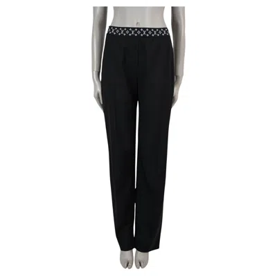 Pre-owned Louis Vuitton Black Wool 2024 Elastic Waist Band Straight Pants 38 Fit L