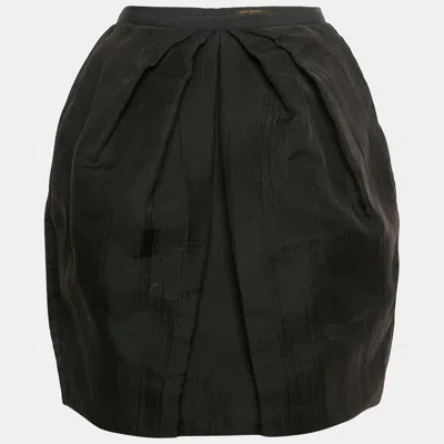Pre-owned Louis Vuitton Black Wool Blend Pleated Zip Up Mini Skirt S
