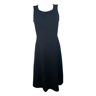 Pre-owned Louis Vuitton Black Wool Midi Dress, Size 40