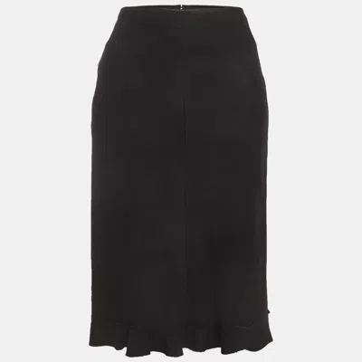 Pre-owned Louis Vuitton Black Wool Pencil Skirt M