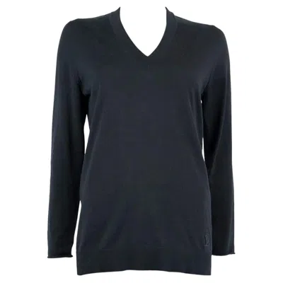 Pre-owned Louis Vuitton Black Wool V-neck Sweater M