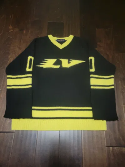 Pre-owned Louis Vuitton Black Yellow Knit Hockey Jersey Sweater