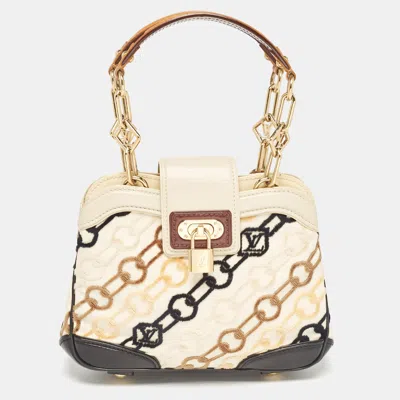 Pre-owned Louis Vuitton Black/beige Velvet Chains Dolly Bag