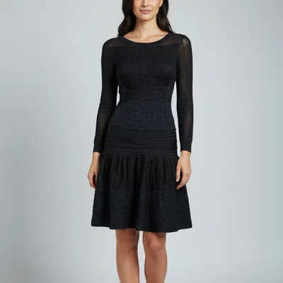 Pre-owned Louis Vuitton Black/blue Crinkled Stretch Knit Drop Waist Mini Dress S
