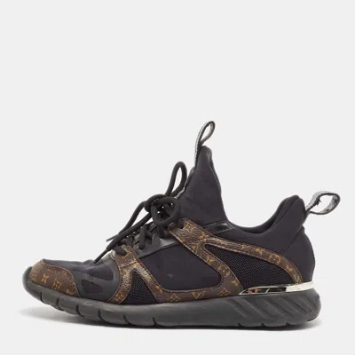 Pre-owned Louis Vuitton Black/brown Fabric And Monogram Canvas Aftergame Sneakers Size 36