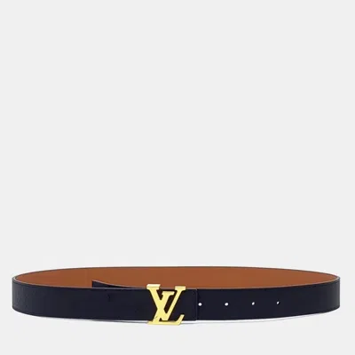 Pre-owned Louis Vuitton Black/brown Leather Reversible Lv Belt