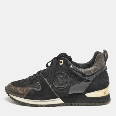 Pre-owned Louis Vuitton Black/brown Mesh And Monogram Canvas Run Away Trainers Size 38.5