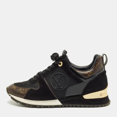 Pre-owned Louis Vuitton Black/brown Monogram Canvas And Mesh Run Away Lace Up Sneakers Size 36.5