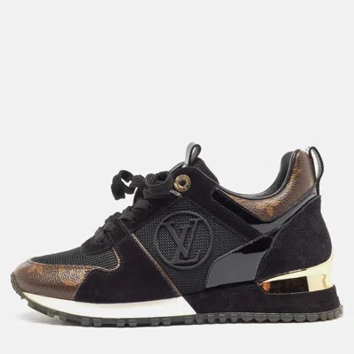 Pre-owned Louis Vuitton Black/brown Monogram Canvas And Mesh Run Away Low Top Sneakers Size 35