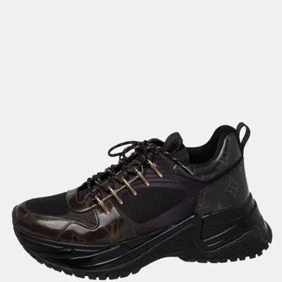 Pre-owned Louis Vuitton Black/brown Monogram Canvas And Mesh Run Away Pulse Sneakers Size 38.5