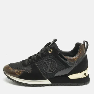 Pre-owned Louis Vuitton Black/brown Monogram Coated Canvas And Mesh Run Away Low Top Sneakers Size 38