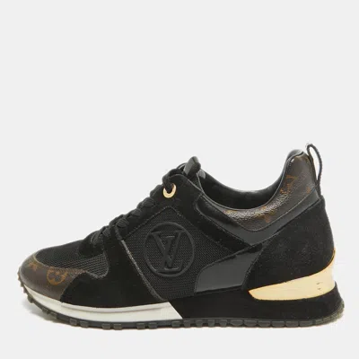 Pre-owned Louis Vuitton Black/brown Monogram Coated Canvas And Mesh Run Away Low Top Sneakers Size 39