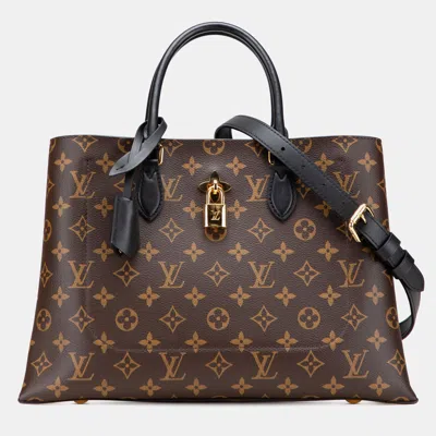 Pre-owned Louis Vuitton Black/brown Monogram Flower Tote