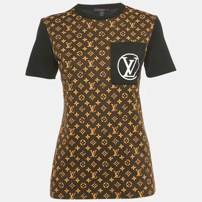 Pre-owned Louis Vuitton Black/brown Monogram Print Cotton Crew Neck T-shirt M