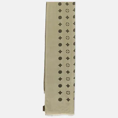 Pre-owned Louis Vuitton Black/cream Monogram Silk Blend Stole