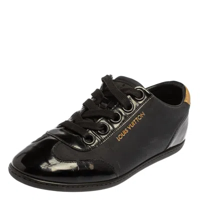 Pre-owned Louis Vuitton Black/gold Nylon And Leather Low Top Sneakers Size 36.5