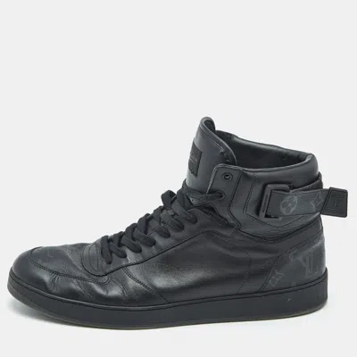 Pre-owned Louis Vuitton Black/grey Graphite Canvas Rivoli High Top Sneakers Size 44.5