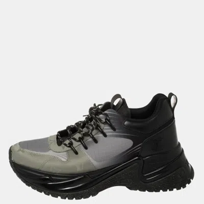 Pre-owned Louis Vuitton Black/grey Leather And Mesh Run Away Pulse Low Top Sneakers Size 35