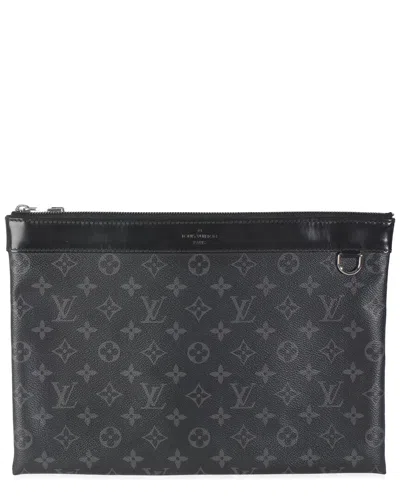 Pre-owned Louis Vuitton Black/grey Monogram Eclipse Canvas Discovery Pochette Gm  (authentic Pre-loved)
