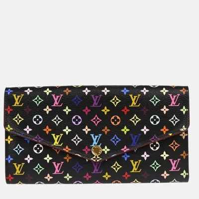 Pre-owned Louis Vuitton Black/multicolor Portefeuille Sarah Wallet
