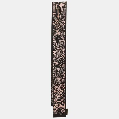 Pre-owned Louis Vuitton Black/pink Boarding Silk Bandea Scarf