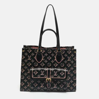 Pre-owned Louis Vuitton Black/pink Monogram Fall For You Canvas Neo Onthego Mm Tote