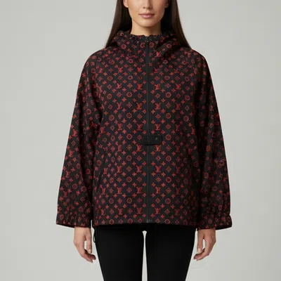 Pre-owned Louis Vuitton Black/red Monogram Print Nylon Windbreaker Jacket L