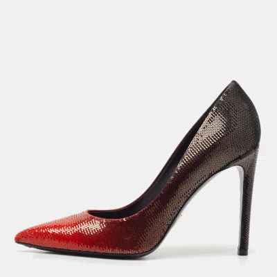 Pre-owned Louis Vuitton Black/red Sequins Liza Pointed Toe Pumps Size 40