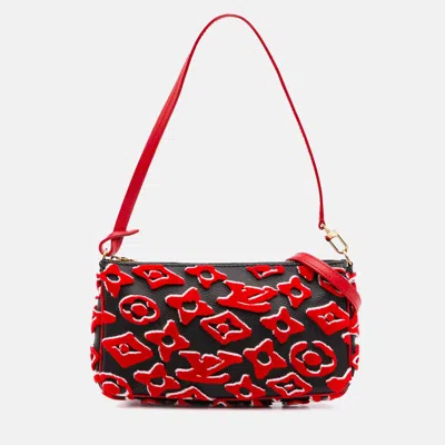 Pre-owned Louis Vuitton Black/red Urs Fischer Monogram Tuffetage Pochette Accessoires