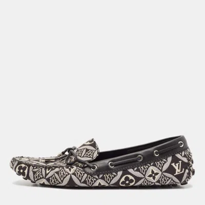 Pre-owned Louis Vuitton Black/white Canvas And Leather Gloria Loafers Size 39.5