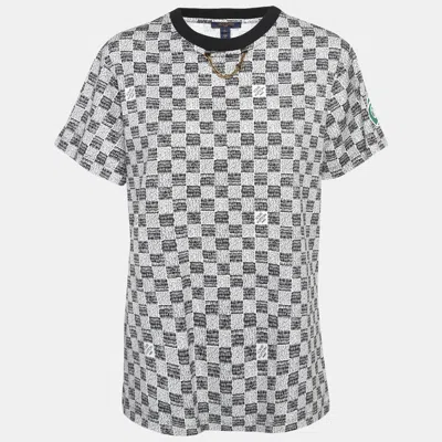 Pre-owned Louis Vuitton Black/white Checked Cotton Jersey Crew Neck T-shirt Xl