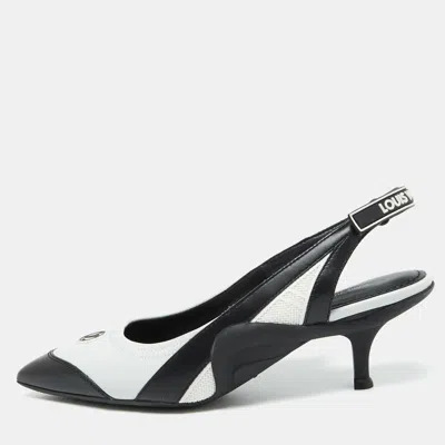 Pre-owned Louis Vuitton Black/white Leather Archlight Slingback Pumps Size 37