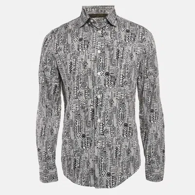 Pre-owned Louis Vuitton Black/white Printed Cotton Button Front Totem Shirt M