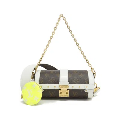 Pre-owned Louis Vuitton Blanc Marron Coated Canvas Leather Shoulder Bag ()