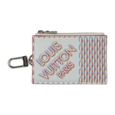 Pre-owned Louis Vuitton Blanc Multi-color White Leather Coin Purse/coin Case ()