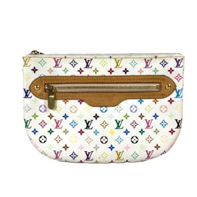 Pre-owned Louis Vuitton Blanc Multi-color White Monogram Multicolore Clutch Bag Pochette Pouch ()