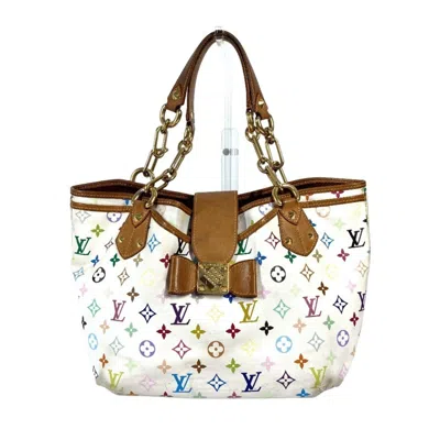 Pre-owned Louis Vuitton Blanc Multi-color White Monogram Multicolore Shoulder Bag Tote Bag ()
