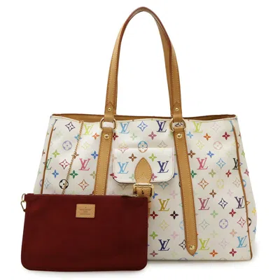Pre-owned Louis Vuitton Blanc Multi-color White Monogram Multicolore Shoulder Bag Tote Bag ()