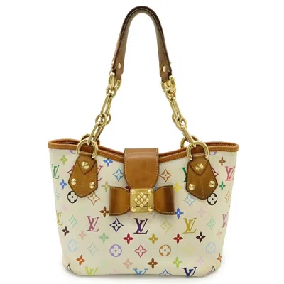 Pre-owned Louis Vuitton Blanc Multi-color White Monogram Multicolore Shoulder Bag Tote Bag ()
